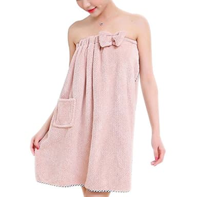 Femme Robe Serviette de Bain Peignoir de Bain Doux Confortable Draps de Bain Séchage Rapide Paréo de Bain Sauna Douche Jupe de Chambre Sortie de Bain pour Voyage Piscine Rose Clair Taille Unique