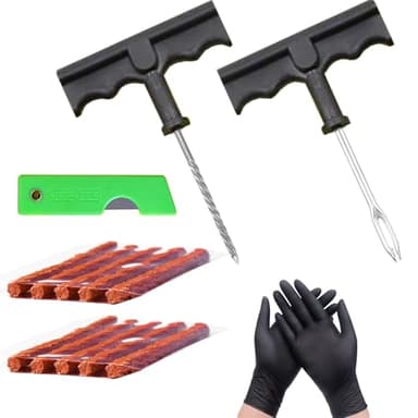 Hugwish 15pcs Kit Anti Crevaison Voiture, Kit Reparation Pneu Voiture, Meche Pneu Crevaison, Kit Réparation Pneu Voiture Pour Voiture, Moto, Camionnette, Tondeuse