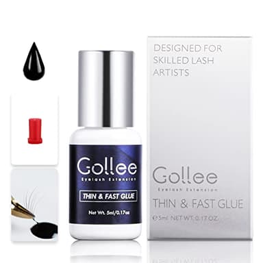 GOLLEE Colle Extension Cils Professionnel Colle a Faux Cils Yeux Sensibles (0.17fl.oz/5ml)/No Tears Formula/Fast 1 sec/Max Bond et 7 semaines/Uniquement pour les professionnels Adhésif pour cils
