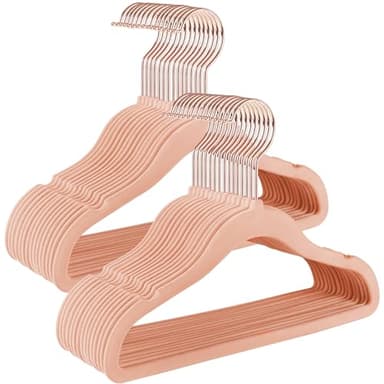 SONGMICS Cintres pour Enfants, Lot de 30 cintres avec Crochets pivotants à 360° Couleur Or Rose, cintres en Velours antidérapant pour Armoire de Chambre, Rose Pastel CRF027P30