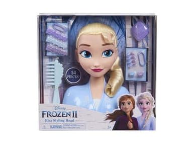 cavernedesjouets pour Reine des neiges - Tete a coiffer Elsa, 14 Accessoires Coiffure - Poupee Princesse Blonde - Set Jouet Enfant et Carte
