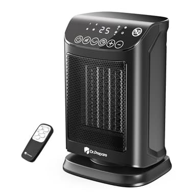 DR.PREPARE Chauffage d'appoint, 1800W PTC Chauffage Soufflant, Télécommande, 3 Modes Chauffants, Thermostat, Minuterie 12H, Protection de Sécurité, Silencieux, Chauffage Portable pour Maison, Bureau
