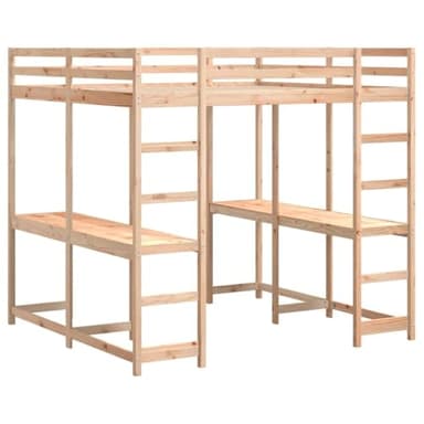 vidaXL Lit superposé et Bureau et échelle 160x200cm Bois de pin Massif, lit intermédiaire, lit Mezzanine avec échelle, lit Mezzanine pour Adolescent