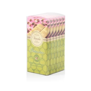 Venchi – Kit de 6 Tablettes Pistache Gourmet, au Chocolat Blanc et Pistaches Entières, 570 g, Sans Gluten, Sans Colorants ni Conservateurs
