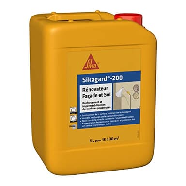 SIKA - Renforcement et imperméabilisation des matériaux poreux - Sikagard 200 Rénovateur Façade et Sol - Int/Ext - Multisupports - Prêt à l'emploi - Application facile - 5L
