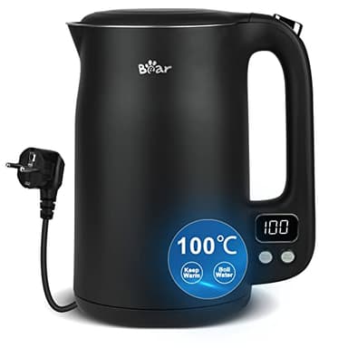 Bear 1,7l Bouilloire En Acier Inoxydable 304 Avec 11 Températures, 1800W Protection Contre les Brûlures à sec, Double Protection Contre L'Ébouillantage, Contrôle De Précision Par Led 40°C-100°C