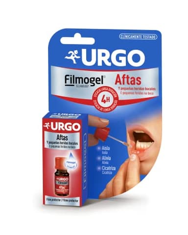 Urgo Aftas Filmogel – Traitement liquide des maux de bouche – Gel de 6 ml avec spatule – Sans menthe – Non aromatisé – Adulte Formule naturelle – Traitement des ulcères buccaux