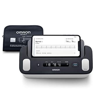 OMRON Complete Tensiomètre Bras et Appareil a Électrocardiogramme (ECG) | Validé cliniquement | Pour la détection de l'hypertension et le dépistage de la Fibrillation Auriculaire (FA) à domicile