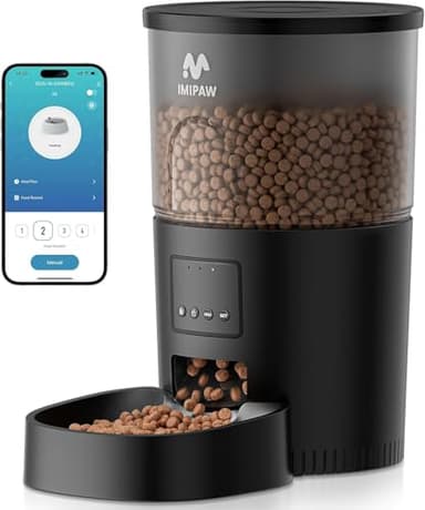 IMIPAW Distributeur Croquettes Chat Automatique, Compatible WiFi 5G et 2.4G, Contrôle App, Jusqu’à 10 Repas par Jour, pour Nourriture Sèche, Le Choix Parfait pour Les Propriétaires d’Animaux