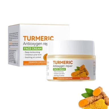 Crème Visage au Curcuma et à la Vitamine C,Crème au Anti Taches,Creme Hydratante Visage Anti-Âge,Cream Éclaircissante Pour Les Taches Brunes,Les Rides,Cream Réparatrice,Hydratant et Apaisant (1)