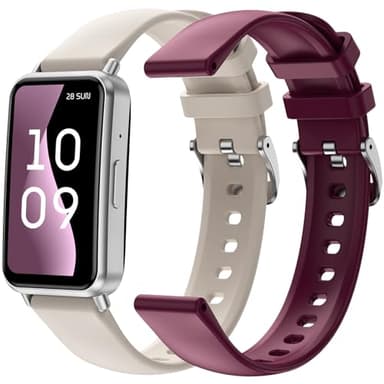 SPC Duo Fit - Bracelet connecté avec écran AMOLED 1,47’’ | Appels Bluetooth et Notifications | +100 Sports | 2 Bracelets Inclus (Beige ou Rouge) | Batterie jusqu'à 8 Jours | IP68 | App Smart You