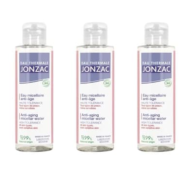 Eau Thermale Jonzac | Eau Micellaire Anti-Âge - Sublimactive | Nettoie – Démaquille – Lisse | Haute tolérance | Peaux matures & sensibles | Format voyage | 99% d’origine naturelle | Lot de 3x100 ml