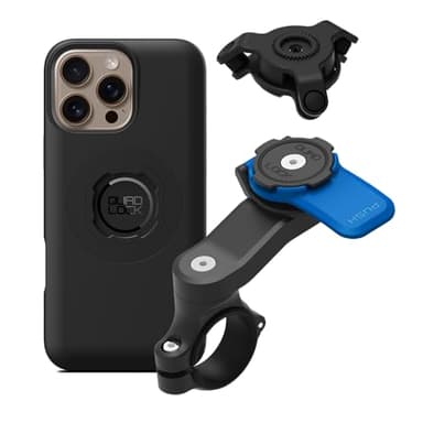 Quad Lock Support Téléphone pour Guidon de Moto avec Amortisseur de Vibrations et Coque MAG pour iPhone 16 Pro Max