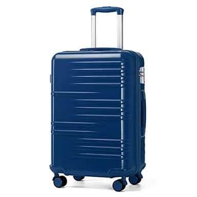 British Traveller Valise Grande Taille Valises Soute, Valise Rigide Trolley Ultra Légère en ABS+PC, Valise de Voyage avec roulettes 4x360 degrés et Serrure TSA, 74.5x49x30.5 cm (Marine)