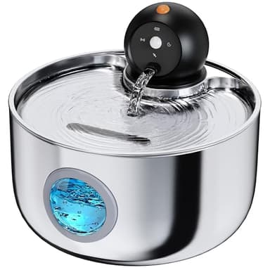 Fontaine a Eau Chat sans Fil: Fontaine à Eau pour Chat INOX avec Detecteur de Mouvement - 2.6L Distributeur Eau Chats Automatique avec Batterie Rechargeable - Abreuvoir Silencieuse pour Chien à Pile