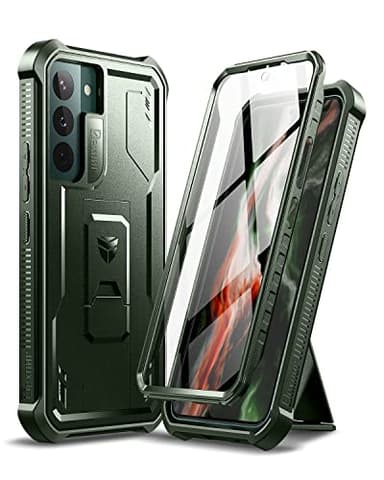 Dexnor Compatible avec Samsung Galaxy S22 Plus 5G avec Protecteur d'écran intégré de qualité Militaire – Coque de Protection intégrale Antichoc à 360° avec Support – Vert Militaire