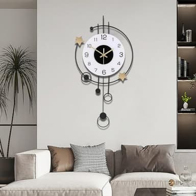 TOHOOYO Grande horloge murale moderne pour salon décor grande horloge murale décorative pendule à piles sans tic-tac pour chambre à coucher cuisine bureau maison horloges uniques décor mural 30,5 x