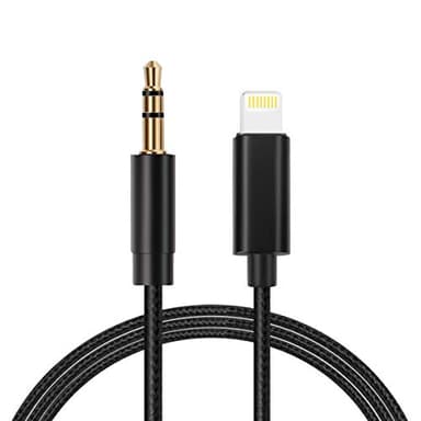 LcueGuk Câble auxiliaire pour iPhone 14/13/12/X/11/8/7 Pro Max Cordon auxiliaire de Voiture Lightning Jack 3.5mm Cordon Audio de qualité supérieure vers autoradio/Haut-Parleur/Adaptateur Casque