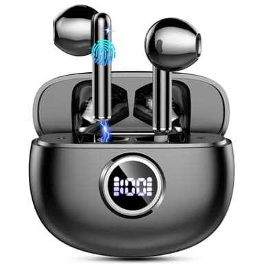 Ecouteurs Bluetooth sans Fil, Écouteurs Bluetooth 5.3, Casque B luetooth HiFi Stéréo, Ecouteurs sans Fil ENC Antibruit Mic, 40H Oreillette B luetooth avec Écran LED, IP7 Étanche pour iOS Android, Noir