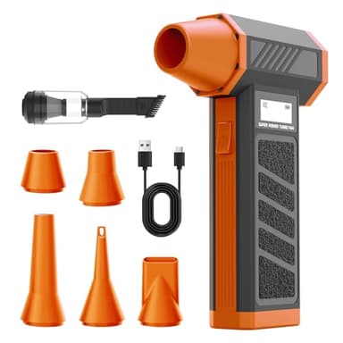 Anluomania Souffleur Air Comprimé et Aspirateur, Bombe Air Sec Souffleur PC 130000 RPM, Dépoussiérants Puissants électrique 4 Vitesses avec Lumière LED, Mini souffleur pour Nettoyage PC/Voiture/Maison