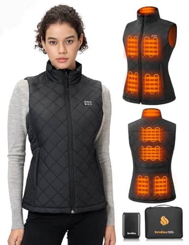 Sevdiea Gilet Chauffant Femme avec Batterie Incluse de 16000mAh 7.4V, Electrique Gilet Chauffant Matelassé Léger, Gilet sans Manche-XS Chauffante, pour les Sports de Plein Air-M