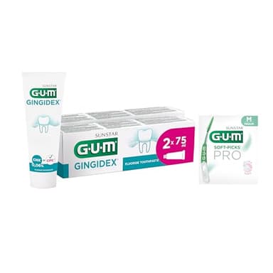 Dentifrice Maintenance GUM GINGIDEX 0,06%|soin gencives|double action antiplaque|apaise gencives sensibles|maintien tissus gingivaux sains|favorise prévention caries| 2x75 (+1 échantillon gratuit)