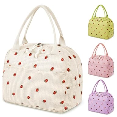 Vortix Sac Isotherme Repas Femme, Lunch Bag Isotherme Souple et Pliable, Sac Repas Avec Doublure Etanche, Lunch Box Pratique pour Étudian/Bureau/Pique-nique (Beige)