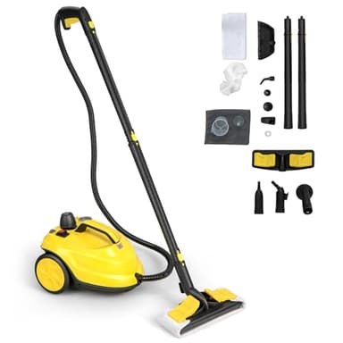 SOARS Nettoyeur Vapeur Puissant 2000W,14 Accessoires, Pression Max 5 Bar, Temp. 160°C, Chauffe Rapide 8 Min, Réservoir 1.8L, Pour Sol, Canapé, Cuisine, Surface 108 m² (Jaune)