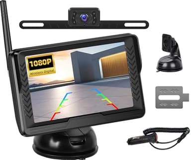 OiLiehu Caméra de Recul sans Fil, Moniteur HD 5", 1080P 120° Grand Angle Caméra Arrière pour Vision Nocturne Infrarouge, Étanche IP68, Caméra de Recul Kit pour Petite Voiture DC 12V