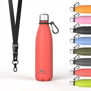 Daikoku Gourde Isotherme - 500ml - Bouteille Isotherme en Acier Inoxydable sans BPA - 24h Froid & 12h Chaud - Double Paroi - Pour le Bureau, Sport, Voyages, L'école - Corail