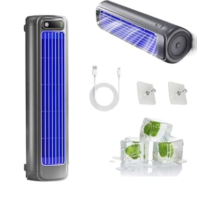 Mini Climatiseur Portable, Rafraichisseur D'air Silencieux USB Rechargeable Sans Fil avec 3 Vitesses, Air Cooler pour Chambre Bureau Cuisine Voiture, Clim Portative Été Intérieur/Extérieur