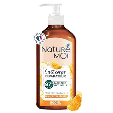 Naturé Moi – Lait Corps Réparateur au Miel Bio du Limousin et à l'Huile d'Avocat - Nourrit et Répare les Peaux Extra Sèches - 97% d'Origine Naturelle - 500 ml - Fabriqué en France