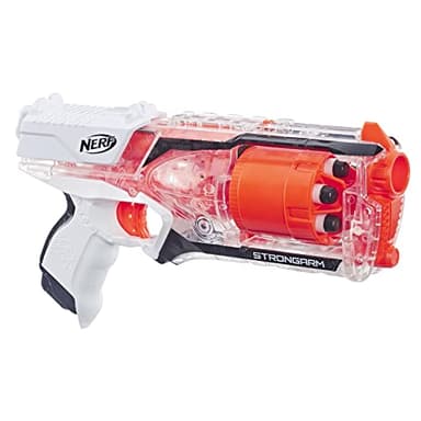 Nerf Elite Strongarm Blanc et Orange et Flechettes Nerf Elite Officielles - Exclusivité Amazon
