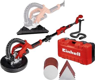 Einhell Ponceuse girafe TE-DW 225 X (750 W, porte-balais à ressorts, manche télescopique 165 cm maximum) vendue avec disques et triangles de ponçage, patins en tissu abrasif et coffret)