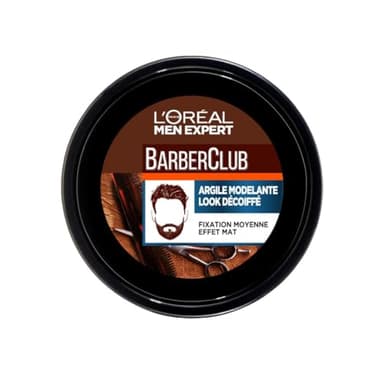 L'Oréal Men Expert - BarberClub - Argile Modelante Look Décoiffé - Fixation Moyenne & Effet Mat - 75 ml