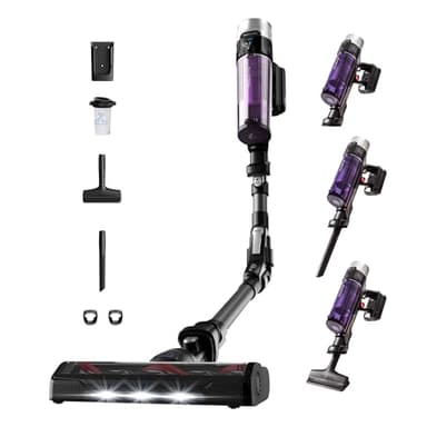 Rowenta X-Force Flex 9.60 Allergie Aspirateur balai sans fil, Filtration Anti-Allergènes, Puissant 100AW, Ultra Léger, Autonomie 45min RH2038WO, Noir / Violet