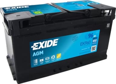BATTERIE VOITURE EXIDE - EK960 AGM - 12V 96Ah 850A