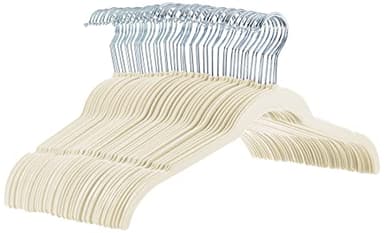 Amazon Basics Lot de 50 Cintres en Velours pour Chemises/Robes, Ivoire