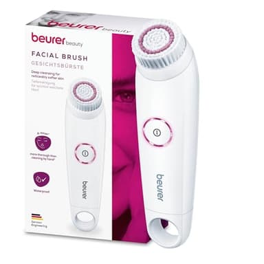 Beurer FC 45 Brosse nettoyante électrique pour le visage, nettoyage en profondeur pour une peau visiblement douce et éclatante, rotation à 2 niveaux, tous types de peau, étanche, blanc