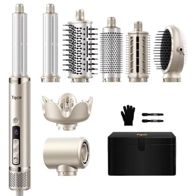Tqcir Air Styler & Sèche-cheveux 8 en 1 FlexStyle Air Styling & Drying System avec étui de stockage, Boucleurs Auto-Wrap, Boucler Automatique (Gauche & Droite), Brosse Ovale, Brosse Lissante
