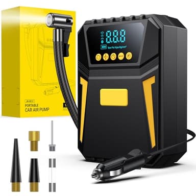 Gonfleur Pneus Voiture, Compresseur à Air Portatif, Gonfleur Pneus 12V, Compresseur Voiture 150 PSI, Pression Pneu Préréglée et Arrêt Automatique, pour Voiture SOS Urgence, Vélos, Motos, Ball