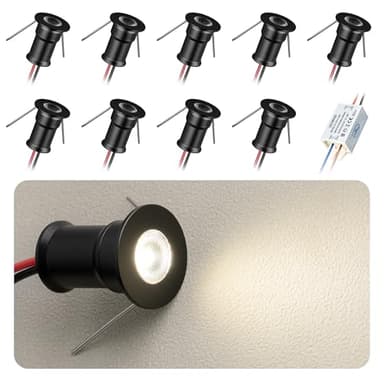 HHTUN 902 Mini spot encastré LED DC12V 1W 30,Convient aux bibliothèques, armoires et vitrines diverses comme éclairage décoratif, installation encastrée, éclairage doux, avec alimentation électrique