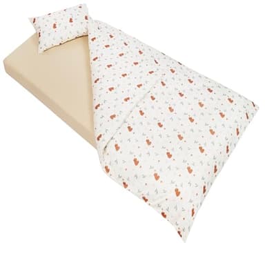Lovely Hippo Drap Housse 80x160 + Housse de Couette 120x170cm + Taie Oreiller Enfant 40x60 cm - Parure pour Lit Cabane 80x160 cm (Ourson, Lit 80x160cm - Parure 3 pièces)