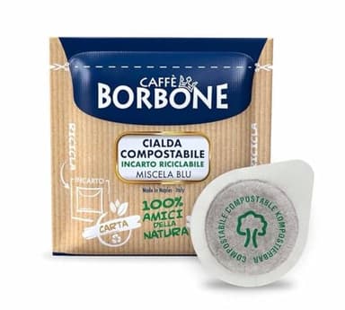 Caffè Borbone Dosette Compostable, Emballage Recyclable, Mélange Bleu - 100 Dosettes de Café - Système ESE