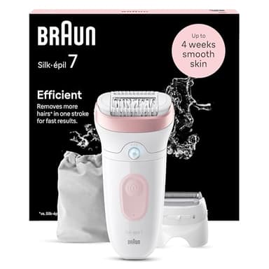 Braun Silk-épil 7 7-030 Épilateur pour femme Blanc/rose flamant rose