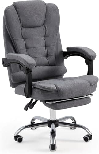 YODOLLA Chaise de Bureau Ergonomique avec Repose-Pieds - Fauteuil de Travail Confiable et Confortable - Dossier Soutien Lombaire - Pivotante et Réglable - Gris