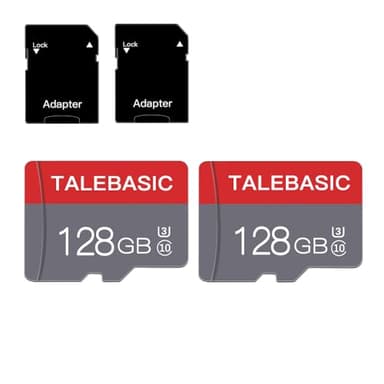 talebasic 128GB Carte mémoire Micro Classe 10 - Carte TF Haute Vitesse avec Adaptateur pour Tablette/téléphone Portable/Appareil Photo/autoradio/Console de Jeu (Lot de 2 Cartes 128 GB)