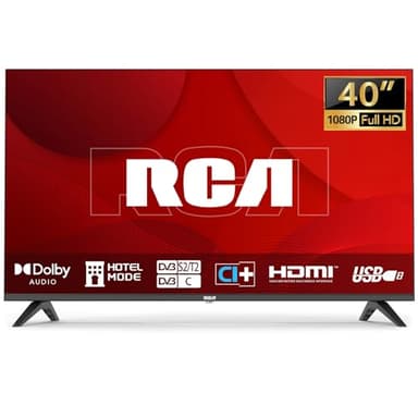 RCA TV 40 Pouces (100 cm) Full HD sans Bord LED Télévision avec Triple Tuner (DVB-T/T2-C-S/S2) Dolby Audio HDMI Lecteur Multimédia USB CI+ Mode Hôtel