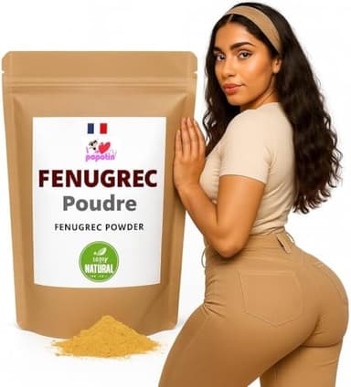 Poudre de Fenugrec 100% Naturelle - Fenugrec Moulu Premium Français pour Grossir le Fessier, Développer les Hanches et Galber la Poitrine - Volume & Fermeté du Corps - 100 g -I Love My Popotin
