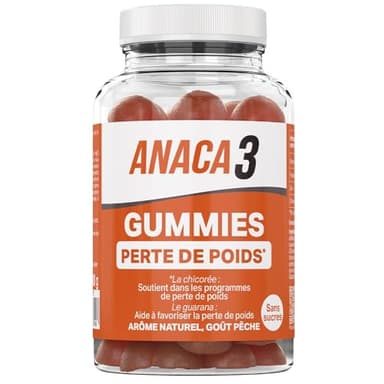 ANACA 3 - Gummies Perte De Poids - Complément Alimentaire Sans Sucres - Métabolisme Des Macronutriments - Guarana, Chicorée, Zinc & Chrome - Programme Perte de Poids 30 Jours - 60 Gummies